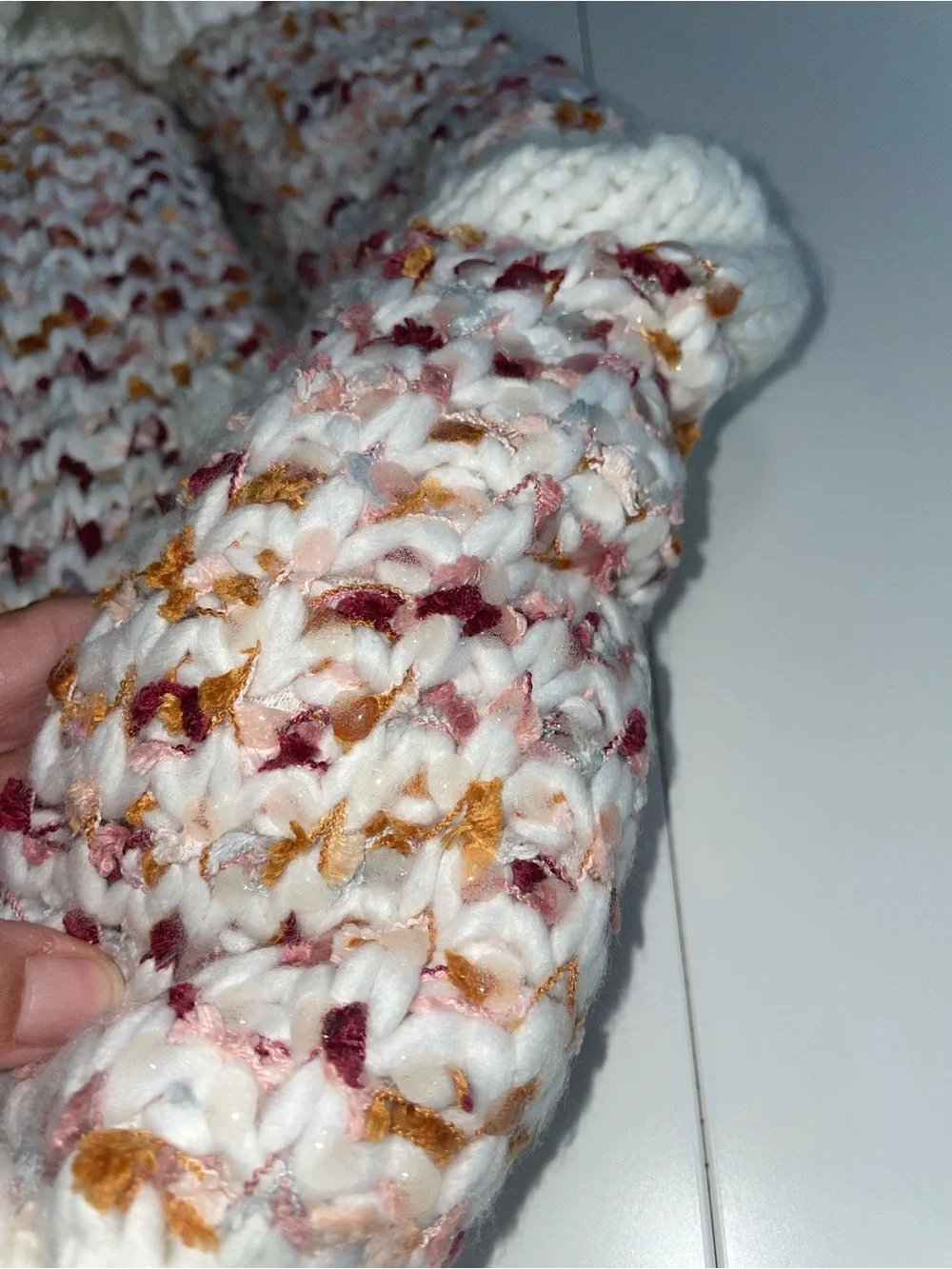 Target White Multicolor Knit Slipper Socks with Pom Pom Trim